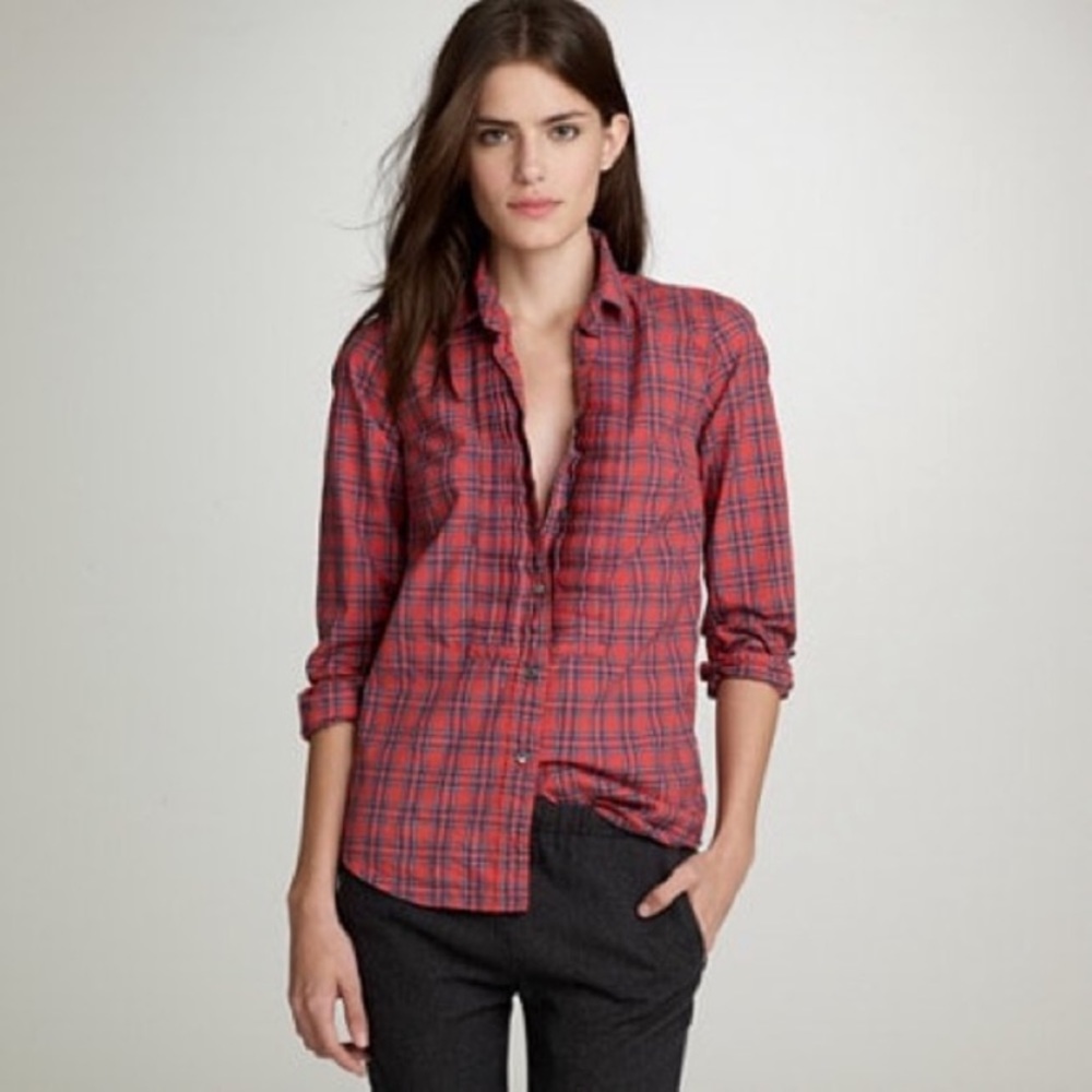 J Crew Tartan Tuxedo cotton button-up shirt